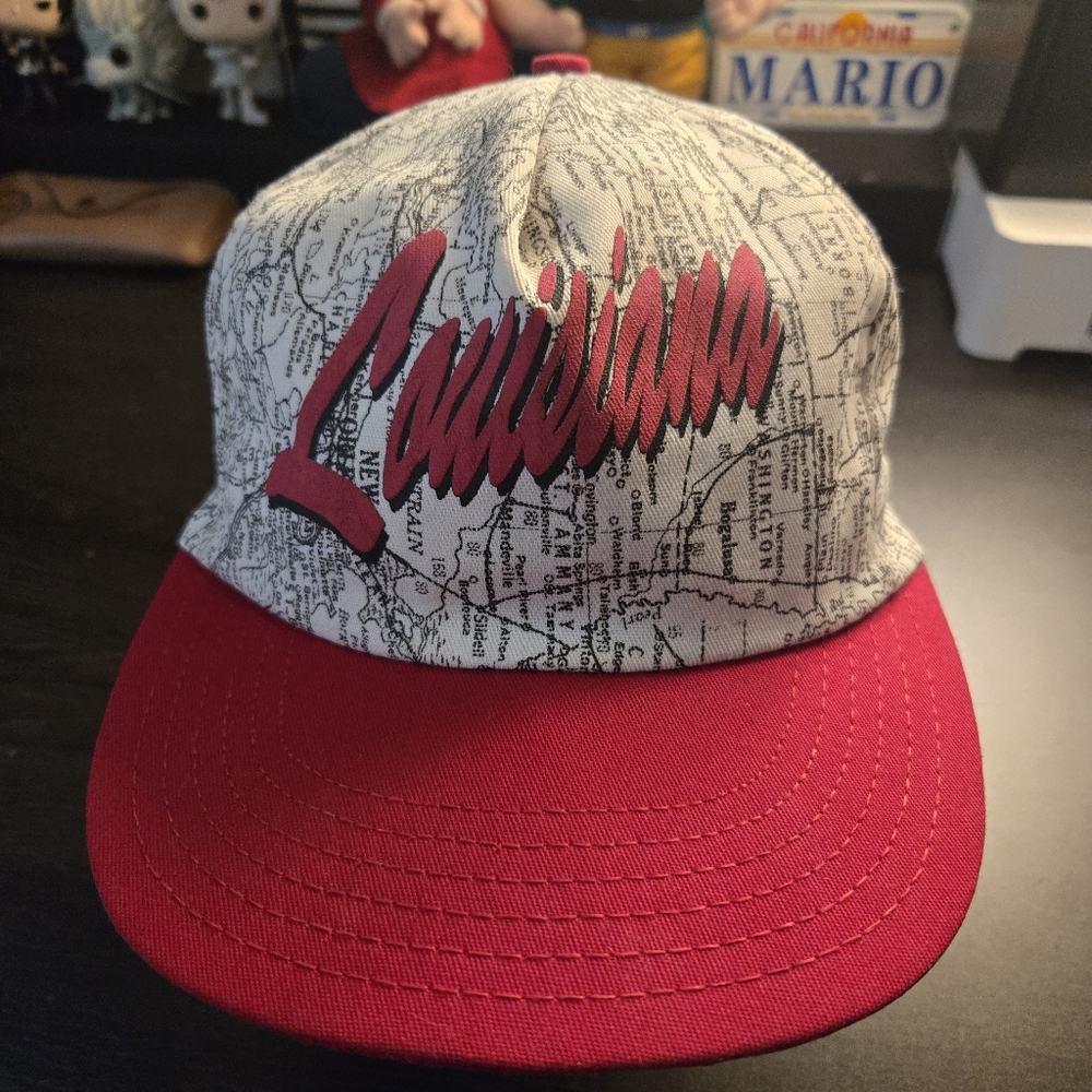 Vintage 90s State Of Louisiana Map AOP SnapBack Hat/Cap